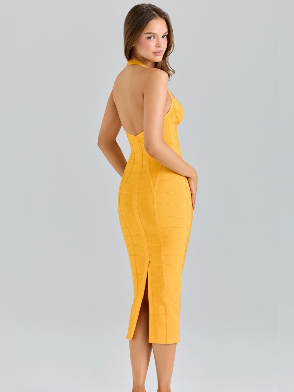House of CB THE SCULPT Orange Sherbet Midi Bandage Dress NWT - Picture 5 of 12